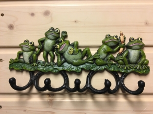 Coat rack with frogs